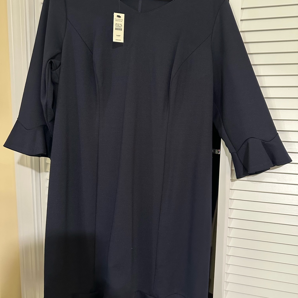 Talbots Navy Blue Dress Nwt Size 14 Womens Petite